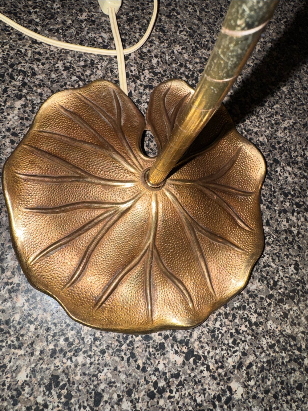 Vintage Brass Lily Pad Tulip Gooseneck Desk Lamp Frosted Clear Shade - Picture 5 of 16